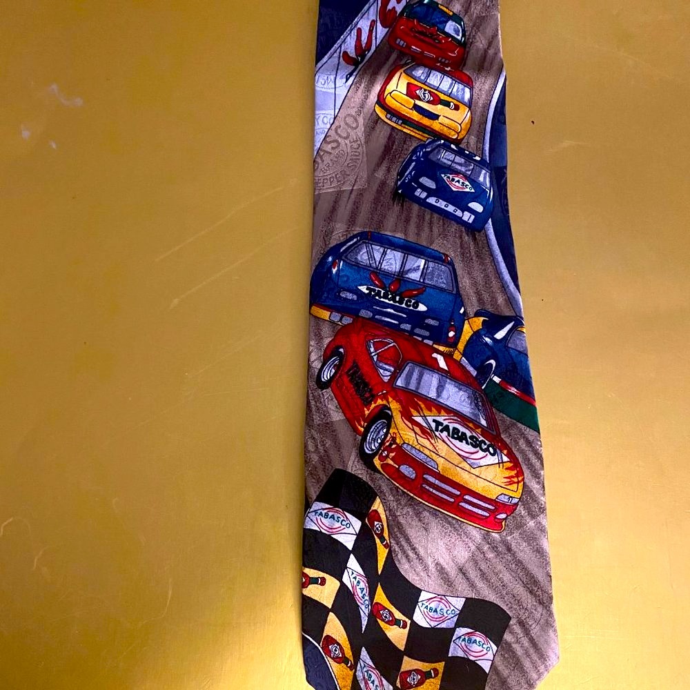 Men's Necktie Auto Racing Theme 100% Silk Tabasco Brand